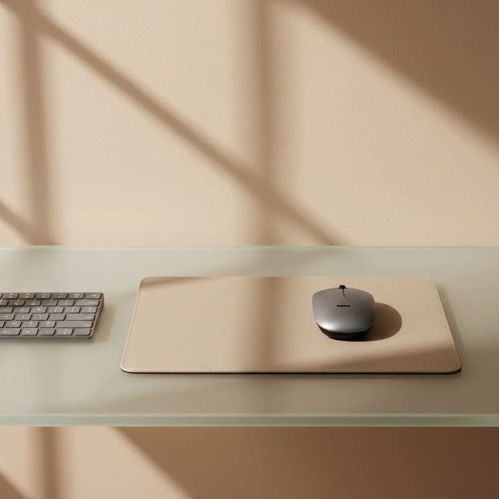 Vibrant purple mouse pad on a modern desk setup