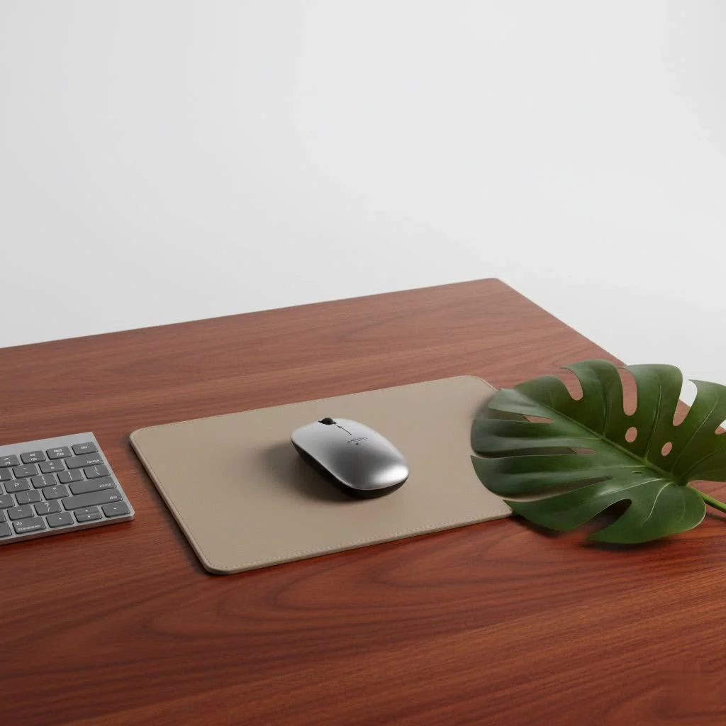 Person using a gaming mouse on a large mouse pad