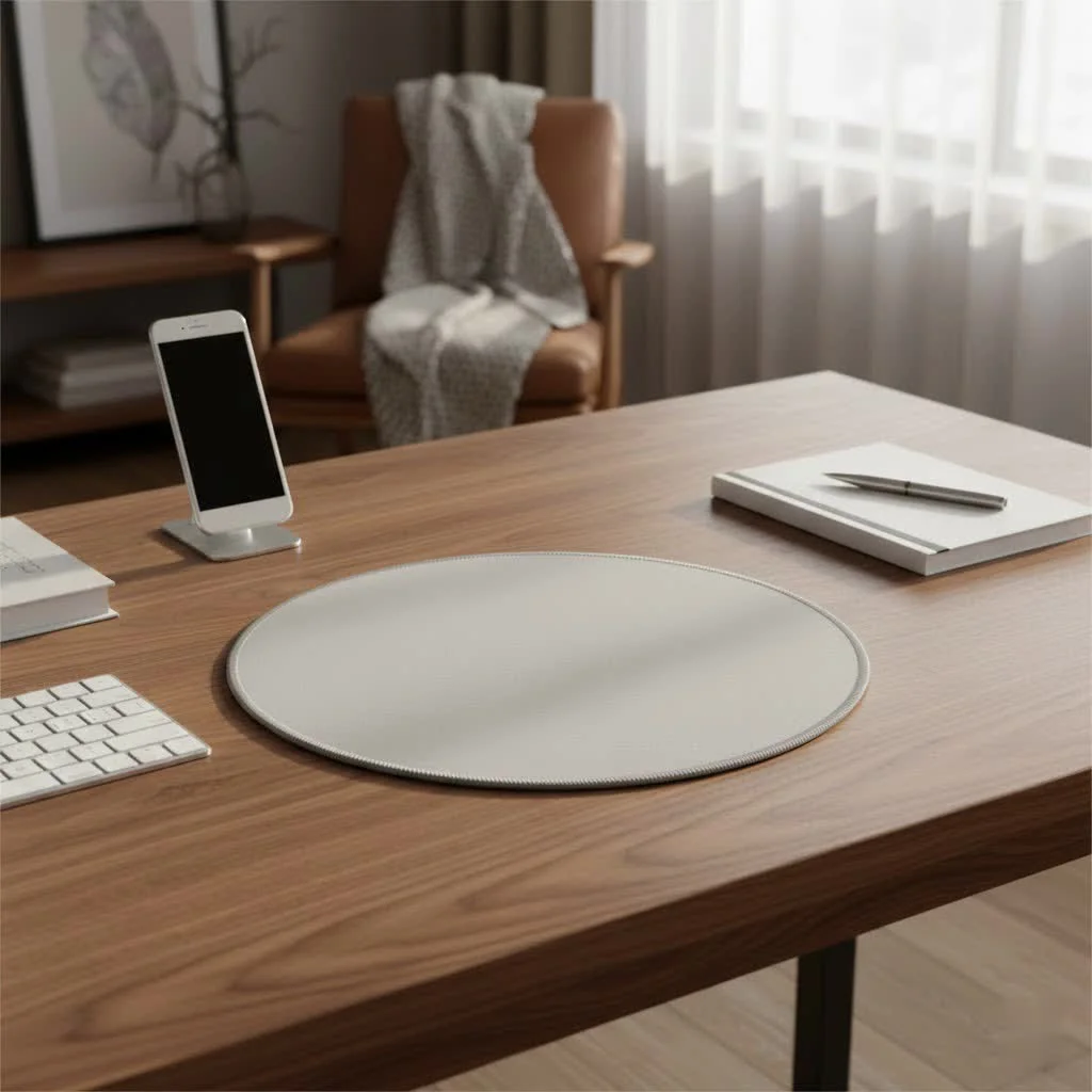 Large gaming desk mat with keyboard and mouse