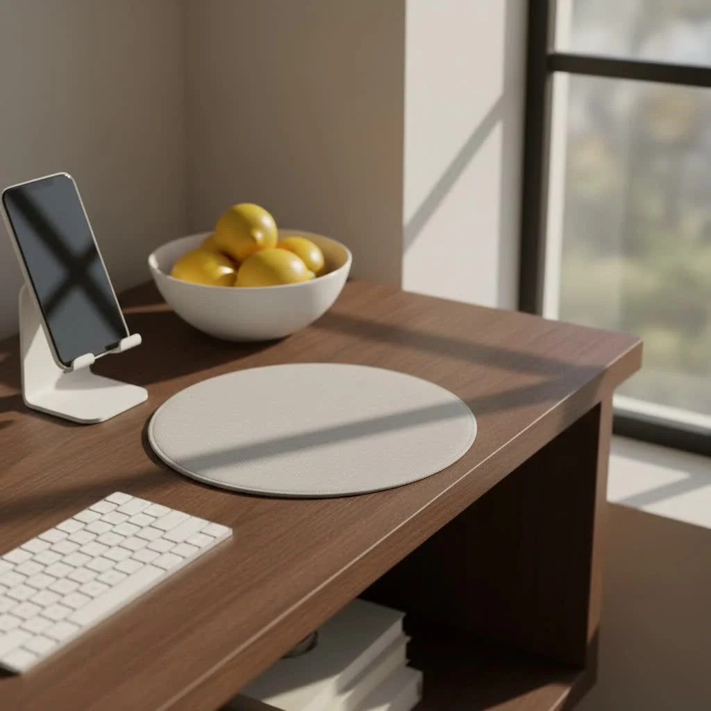 Large mouse pad covering an entire desk with keyboard and mouse